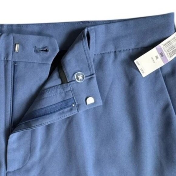 Van Heusen Mens Pants 38x30 Grey Blue Slim Fit Pant Flat Front Slacks Dress - Picture 3 of 8